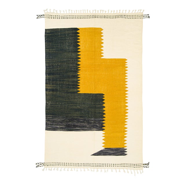 Moroccan Flatweave Wool Rug by Azele Studio For Sale