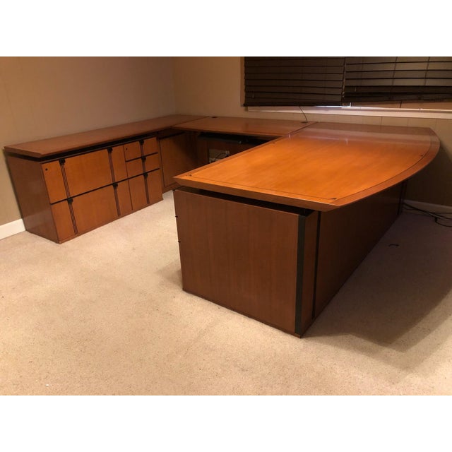 Art Deco Executive Office Solid Wood Cherry Desk | Chairish