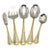 Yamazaki Tasha Gold Accent Stainless Flatware Hostess Set – Five Serving Pieces 1990's For Sale