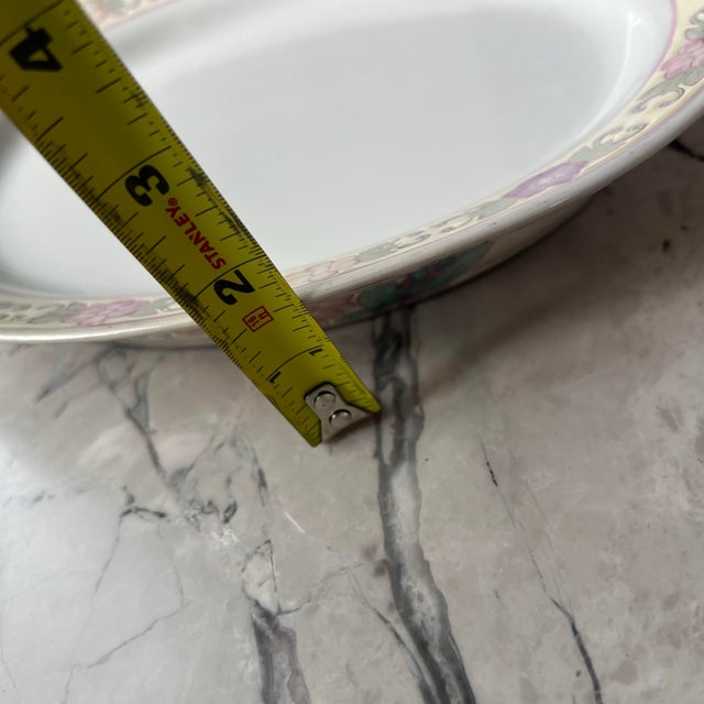 Beautiful Pink Purple Floral Chinese Painted Platter For Sale - Image 10 of 10