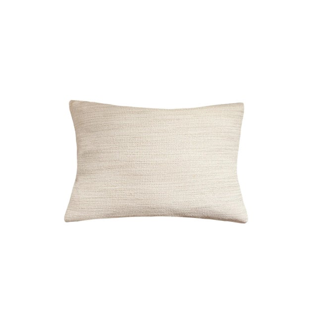 Plastic Seaside Smooth 14x20 Beige Indoor Outdoor Pillow For Sale - Image 7 of 7