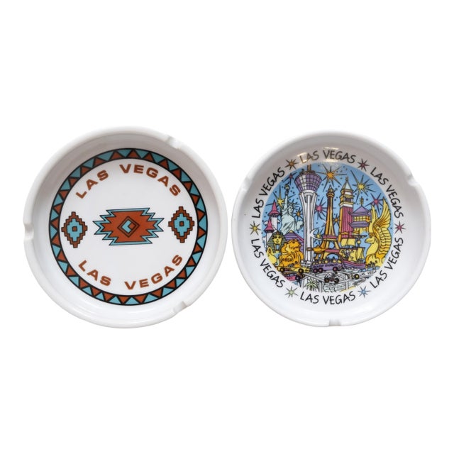 Ceramic Las Vegas Ashtrays, a Pair For Sale