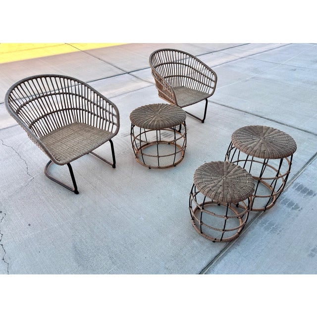 West Elm Style Set of Outdoor Side Tables Chairish