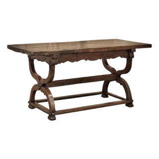 18th Century Spanish Oak Trestle Table ~ Console ~ Library Table For Sale