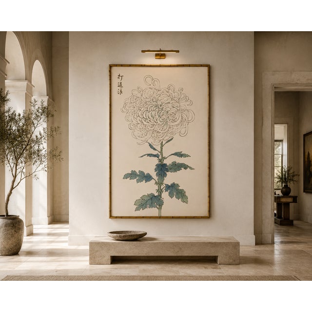Paper White Mum by Hasegawa, Vintage Japanese Botanical Art Print, 20" X 30" For Sale - Image 7 of 11