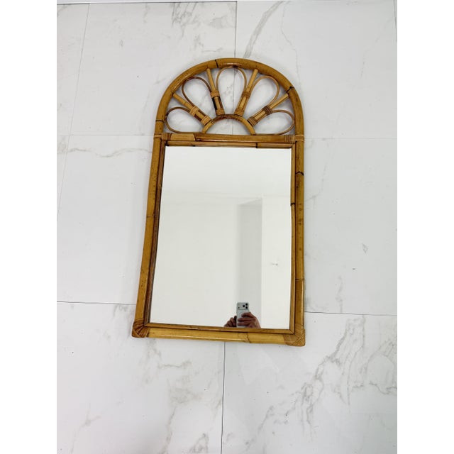 Bamboo Wall Mirror, Italy, 1970s For Sale - Image 9 of 11