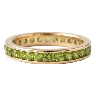 Natural Peridot Eternity Band Ring | 18k Gold Plated August Birthstone Ring Us 7 For Sale