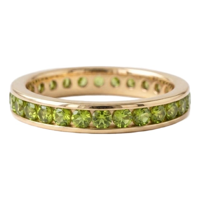 Natural Peridot Eternity Band Ring | 18k Gold Plated August Birthstone Ring Us 7 For Sale