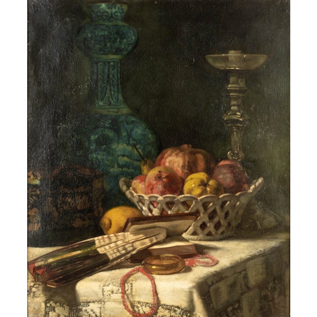 A late 19th Century French School still life in the style of Fantin-Latour. A well-executed Impressionist style oil on...