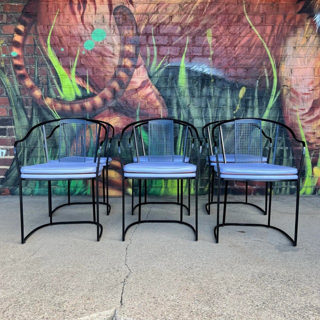 Postmodern Set of 6 80s Postmodern Iron Patio Chairs For Sale - Image 3 of 12
