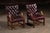 Late 20th Century Pair of Tufted Leather Square-Back Dining Chairs in Oxblood For Sale - Image 4 of 17