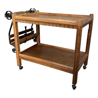 Bar Cart in Wood and Wrought Iron For Sale