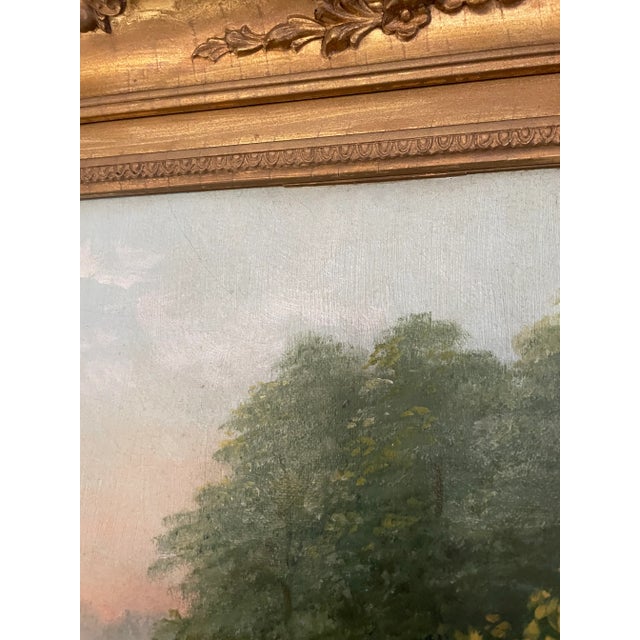 Antique Landscape Oil Painting in Gold Ornate Frame For Sale In Pittsburgh - Image 6 of 11