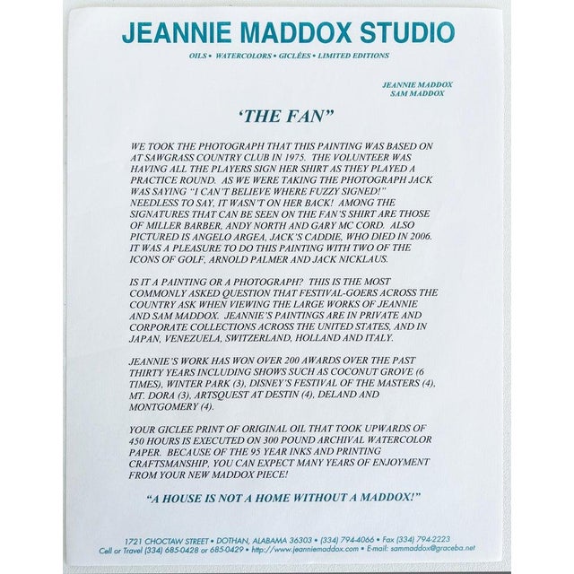 1970s Jeannie Maddox Jack Nicklaus, Arnold Palmer Golf Painting Giclee "The Fan #3" For Sale In Miami - Image 6 of 9