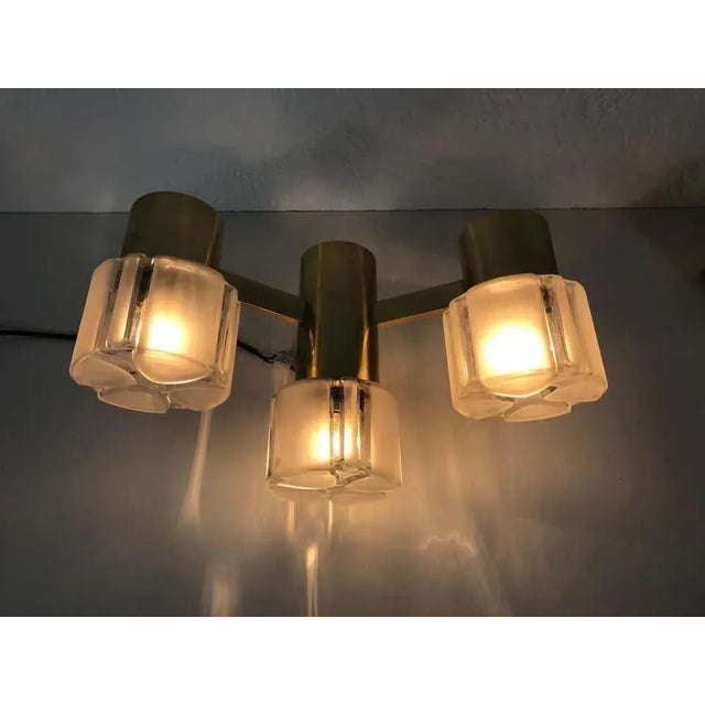 1960s 1960s Swedish Midcentury Brass and Glass Wall Lamps - A Pair For Sale - Image 5 of 9