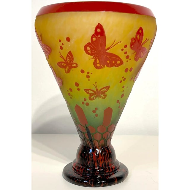 Early 20th Century Early 20th Century Le Verre Francais 'Papillons' French Cameo Art Glass Vase For Sale - Image 5 of 11