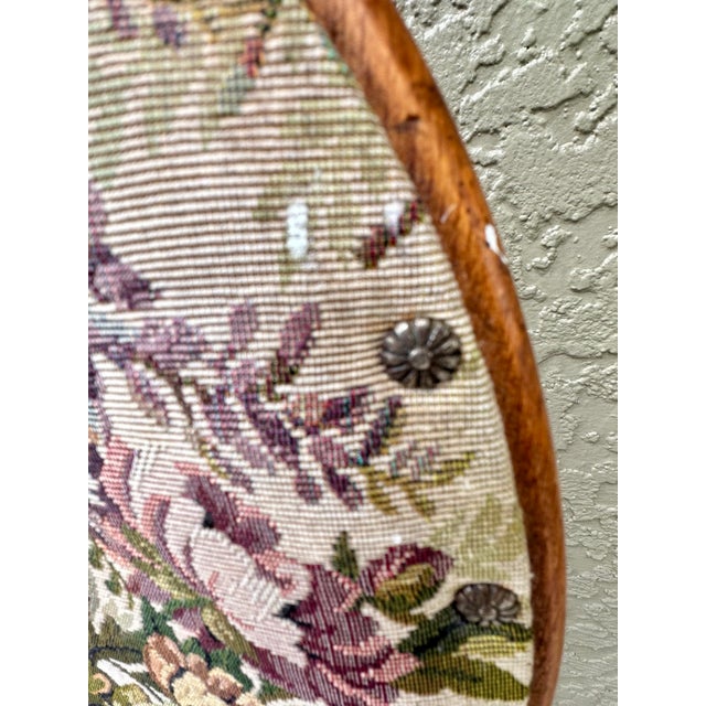 Vintage 1993 Handmade Solid Oak Cushioned Vanity Chair For Sale - Image 9 of 12