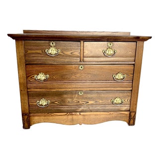 Antique Victorian Solid Tiger Oak Chest of Drawers For Sale