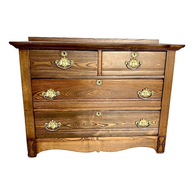 Antique Victorian Solid Tiger Oak Chest of Drawers For Sale