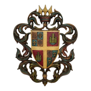 Vintage 38" Heraldry Coat of Arms Wall Art Hanging Sculpture