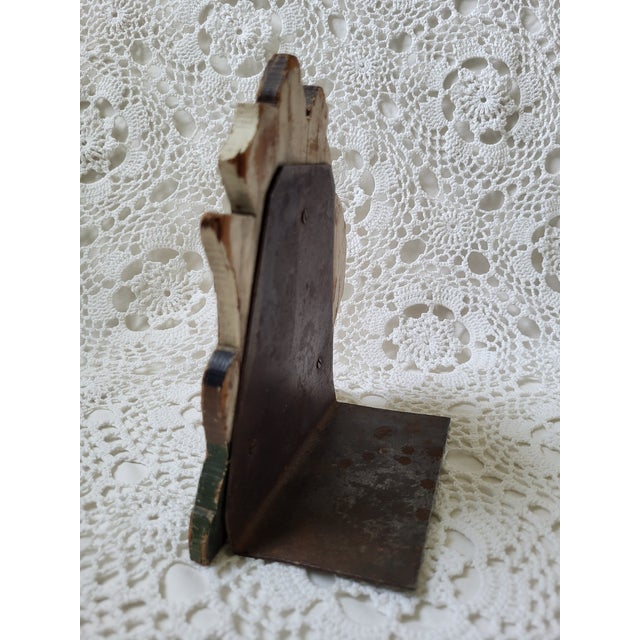 Wood Early 1900s Hand Painted Wooden and Metal Ship Bookend For Sale - Image 7 of 9