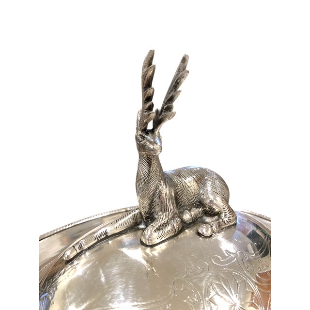 Silverplate Soup Tureen With Stag Motif Elk Deer Thanksgiving Victorian Style For Sale - Image 17 of 17