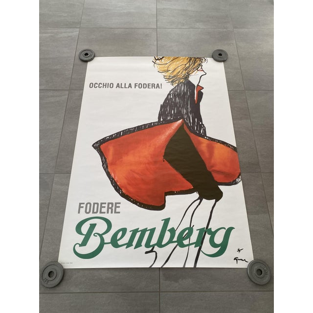 Modern Original Vintage Fodere Bemberg Offset Poster by René Gruau, 1970s For Sale - Image 3 of 15