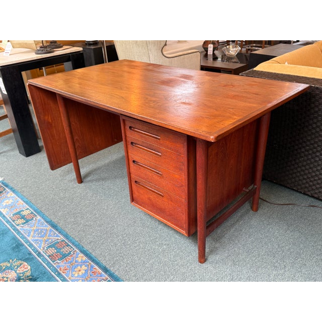 Mid 20th Century Danish Design Extension Office Desk, Teak Wood For Sale - Image 4 of 13