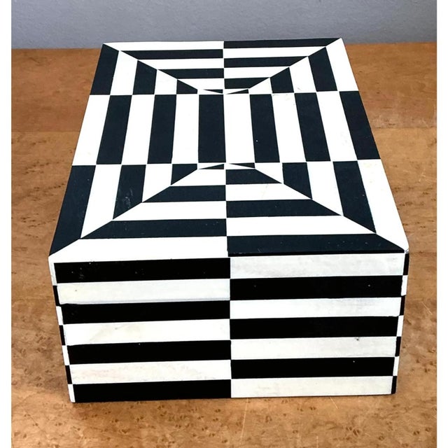 Wood Vintage Black and White Bone Box For Sale - Image 7 of 14