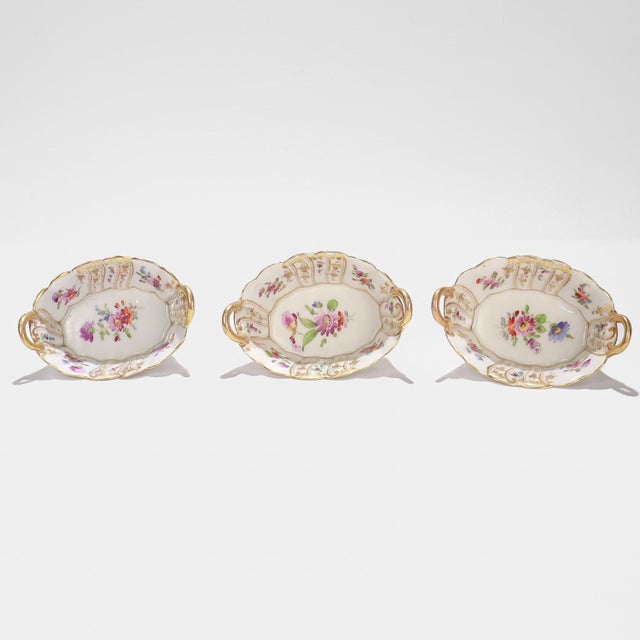 White Early 20th Century Signed Richard Klemm Dresden Porcelain Condiment Serving Bowls - Set of 6 For Sale - Image 8 of 8