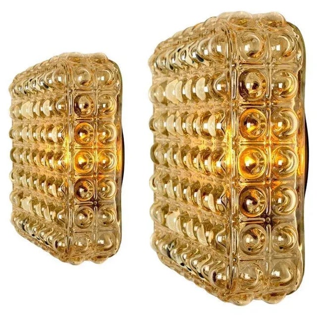 Square Shaped Bubble Glass Wall Lights by Glashütte for Limburg, 1970s, Set of 2 For Sale - Image 4 of 11
