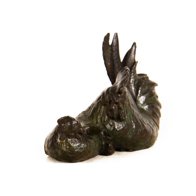 MINIATURE JAPANESE MEIJI OKIMONO OF A ROOSTER & HEN Late 19th / early 20th century 2 5/16" H x 1 1/16" D x 3 1/4" W...