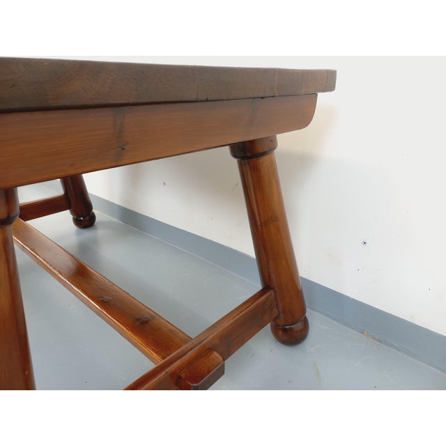 Brutalist Dining Table in Dark Pine Wood by Georges Robert, 1960s For Sale - Image 17 of 18