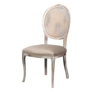 Louis XV Cane Back Dining Chairs in Gray with Taupe Seats, Sets of 2 For Sale