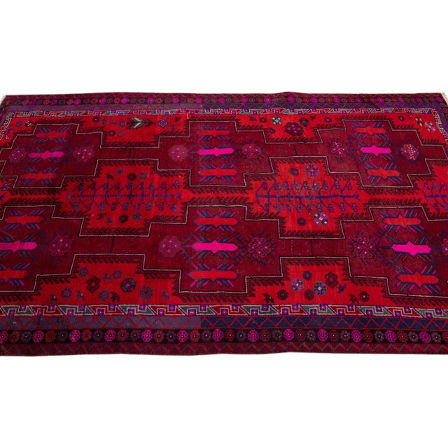1960s 1960s Vintage Persian Shiraz Handmade Red Geometric Wool Rug For Sale - Image 5 of 7