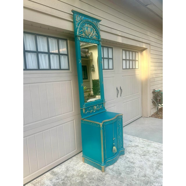 Vintage Carved Pier Mirror and Matching Cabinet - a Pair For Sale - Image 10 of 12