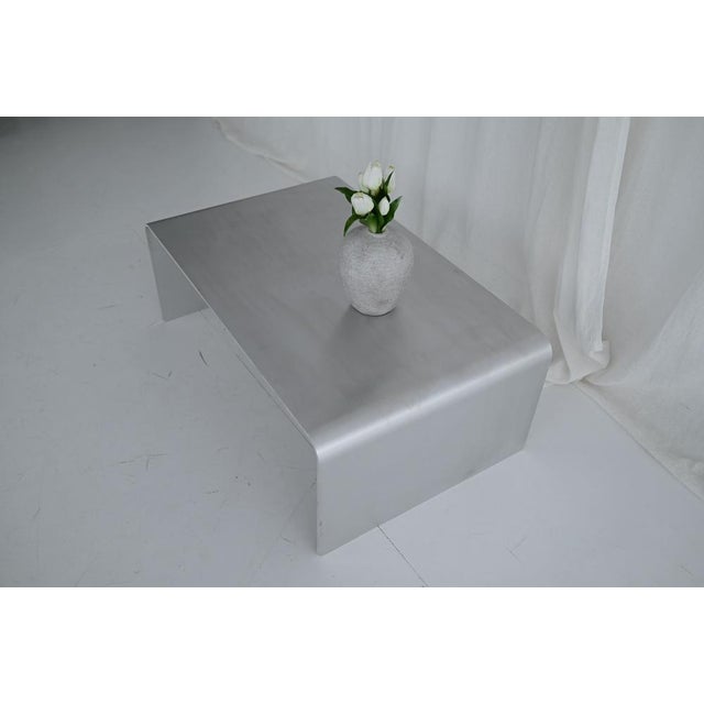 Silver Sculptural Brushed Aluminum Coffee Table by Veliento For Sale - Image 8 of 17