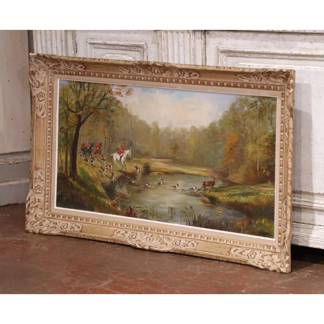 Bring a sense of countryside tradition into your space with this dynamic French hunting scene. Painted circa 1920 and...