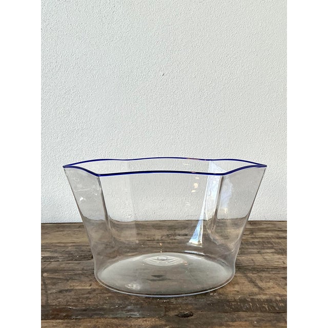 Vintage Italian Carlo Scarpa for Murano Blue Tipped Bowl For Sale In West Palm - Image 6 of 12