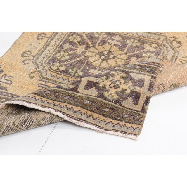 Textile Mid 20th Century. Muted Champagne & Moss Green Turkish Runner For Sale - Image 7 of 10