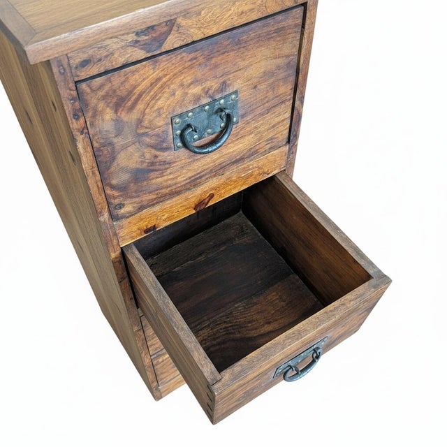 Wood Vintage Teak Wood 51" Tall Narrow Chest of Drawers For Sale - Image 7 of 7
