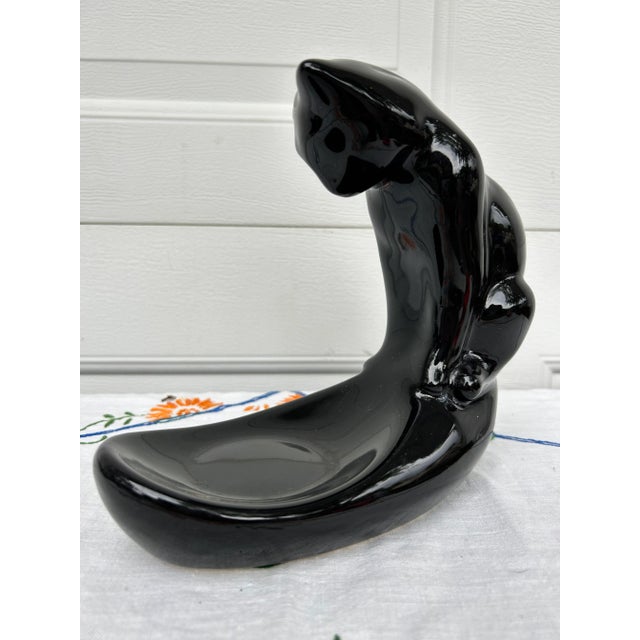 Mid-Century Modern Mid 20th Century Haeger Black Cat Soap Dish, Unmarked For Sale - Image 3 of 5