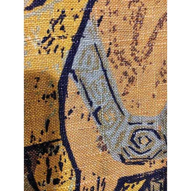 1950s 1950s Barkcloth Etruscan Pattern 144" Drapery Panel For Sale - Image 5 of 8