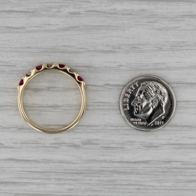 Gold 0.74ctw Ruby Diamond Ring 14k Yellow Gold Size 8.25 Stackable For Sale - Image 8 of 8