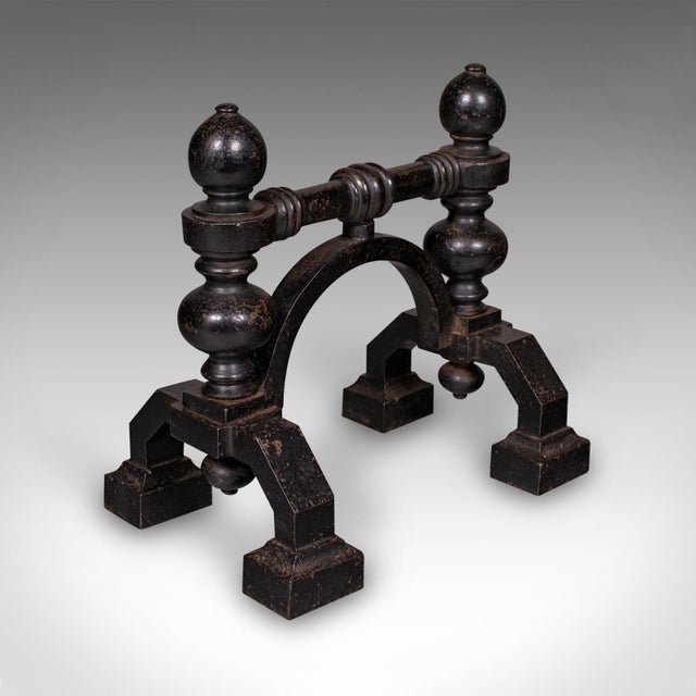 Victorian Pair of Antique Fireside Tool Rests, English, Cast Iron, Hearth Stand, Victorian For Sale - Image 3 of 7