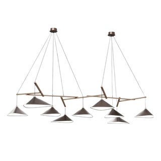 Emily Group of Nine Pendant Light in Steel with Dark Bronze Finish by Moss Objects For Sale