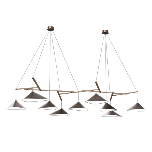 Emily Group of Nine Pendant Light in Steel with Dark Bronze Finish by Moss Objects For Sale