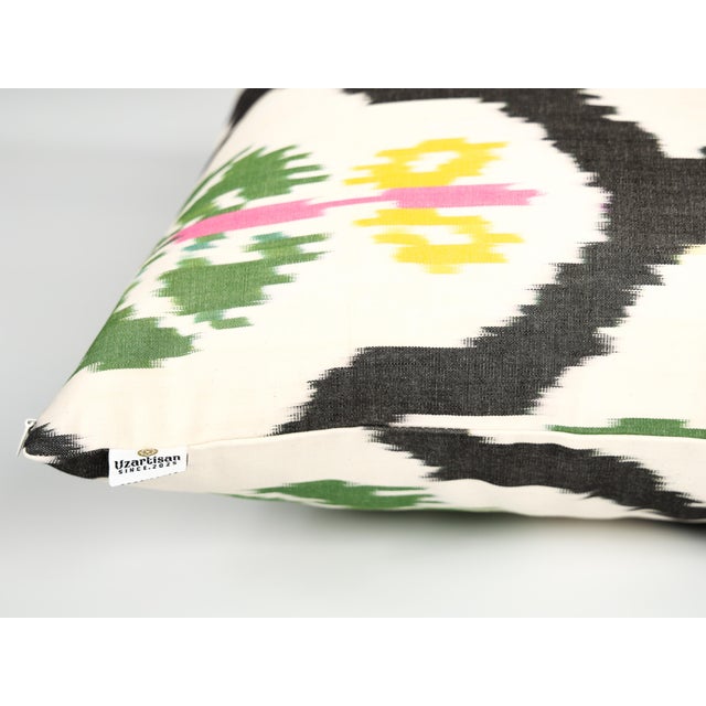 Art Deco White and Black Geometric Ikat Pillow Cover For Sale - Image 3 of 13
