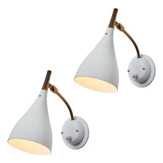 1960s Cosack Leuchten Brass & White Metal Wall Lights - a Pair For Sale