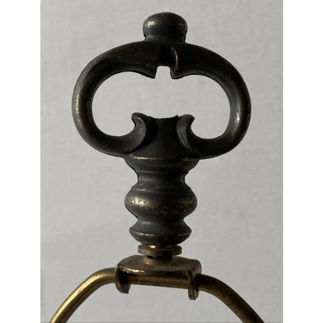 Antique Rustic Dutch Golonial Style Plug in Table Lamp With Glass Shades For Sale In Pittsburgh - Image 6 of 9